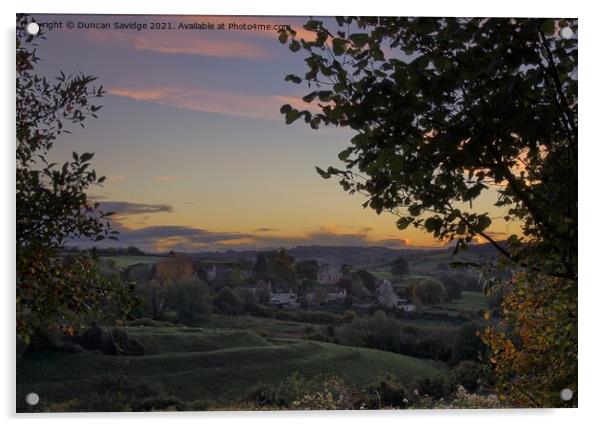 Englishcombe Sunset Acrylic by Duncan Savidge