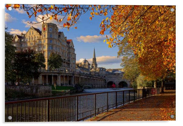 Golden Autumn in Bath by the river Acrylic by Duncan Savidge