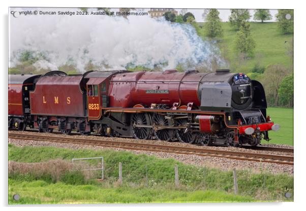 The Duchess of Sutherland 6233 steam train Acrylic by Duncan Savidge