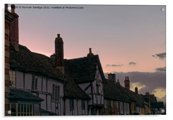 Lacock village sunset  Acrylic by Duncan Savidge