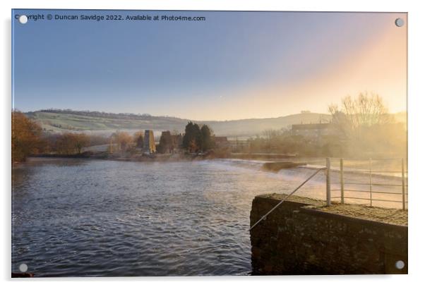 Kelston Mill misty frosty morning sun rise Acrylic by Duncan Savidge