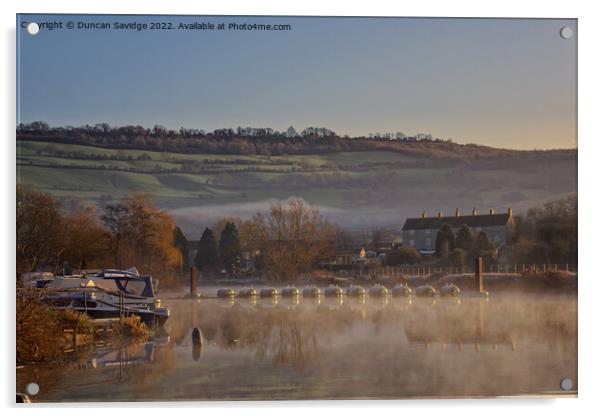 River Avon at Saltford frosty morning misty sunrise  Acrylic by Duncan Savidge