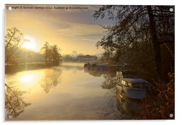 River Avon at Saltford frosty morning misty sunrise  Acrylic by Duncan Savidge