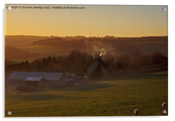 Winter Farm sunset Acrylic by Duncan Savidge