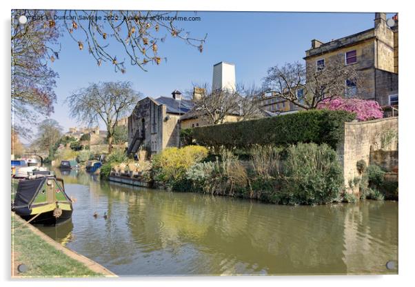 Kennet and Avon Canal, Bath, in the Spring sunshine Acrylic by Duncan Savidge