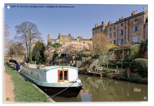Spring along the Kennet and Avon canal in Bath Acrylic by Duncan Savidge