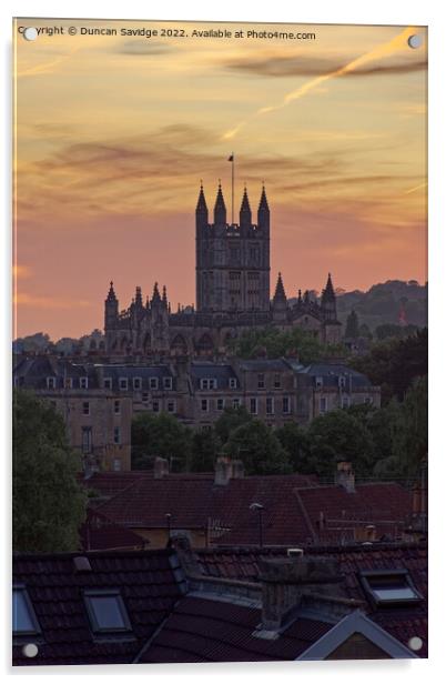 Bath Abbey standing tall at sunset Acrylic by Duncan Savidge