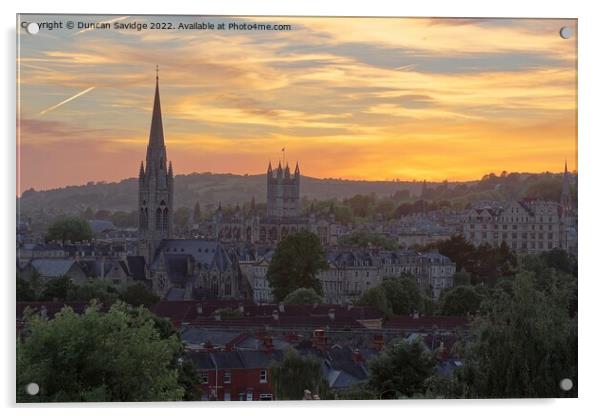 A view of a the city of Bath at sunset Acrylic by Duncan Savidge