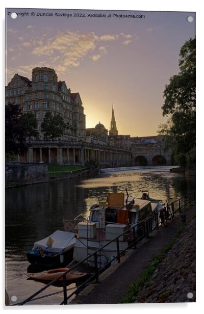 Sunset over Pulteney Weir Bath Acrylic by Duncan Savidge