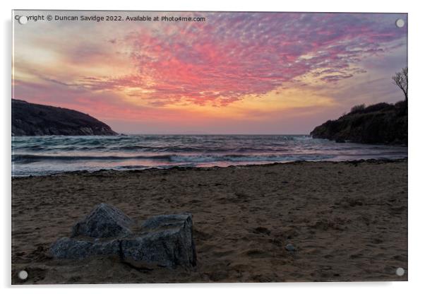 A beautiful Cornwall sunrise at Maenporth Acrylic by Duncan Savidge
