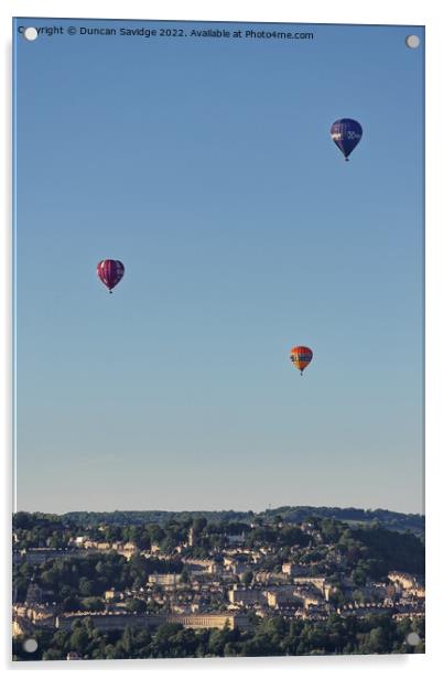 Trio of Hot Air Balloons over Bath Acrylic by Duncan Savidge
