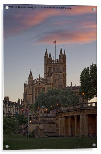 Pink Skies above Bath Abbey Acrylic by Duncan Savidge