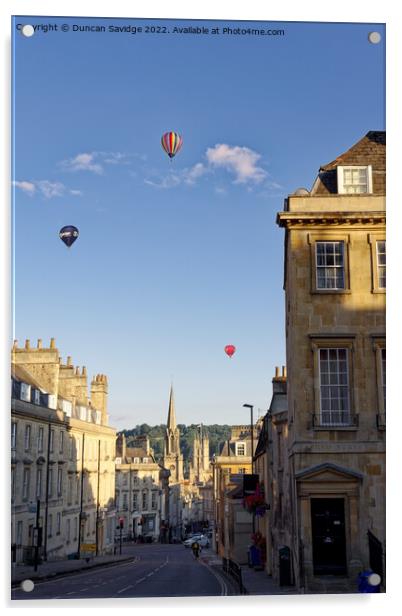 A Trio of hot air balloons over Bath Acrylic by Duncan Savidge