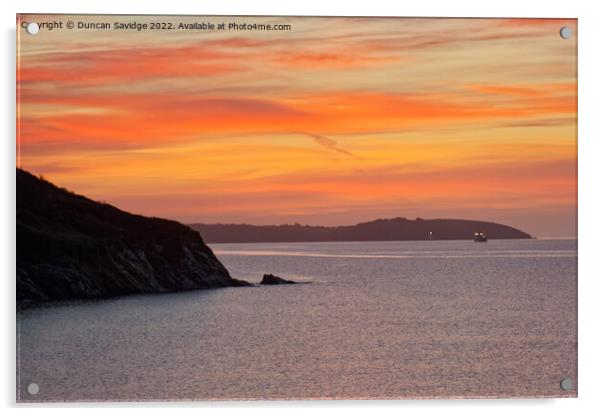 Sunrise over Falmouth / St Anthony's Head Acrylic by Duncan Savidge