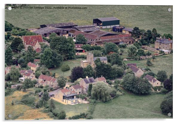 Englishcombe village from the air Acrylic by Duncan Savidge