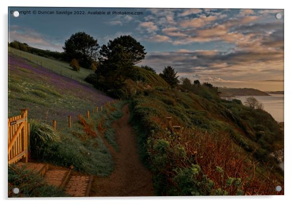 Southwest Coast Path at sunrise  Acrylic by Duncan Savidge