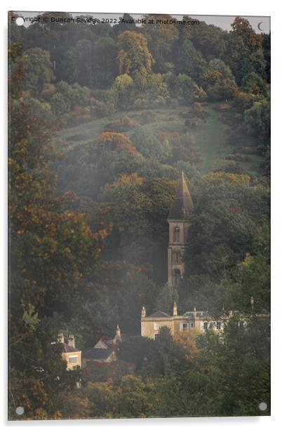 Bath Abbey Cemetary in the Autumnal mist  Acrylic by Duncan Savidge