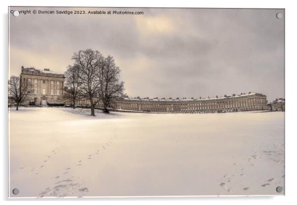 The Royal Crescent Bath it in the snow Acrylic by Duncan Savidge