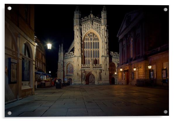 Bath Abbey at night  Acrylic by Duncan Savidge