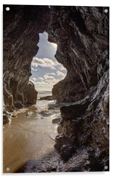 Majestic caves at Chapel Porth, Cornwall Acrylic by Duncan Savidge