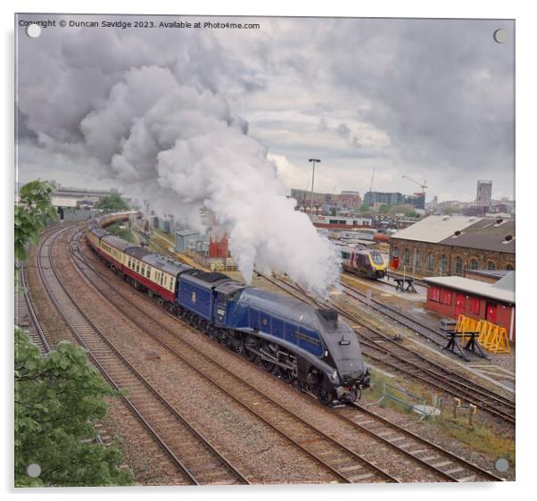 A4 steam train leaving Bristol Temple Meads Acrylic by Duncan Savidge