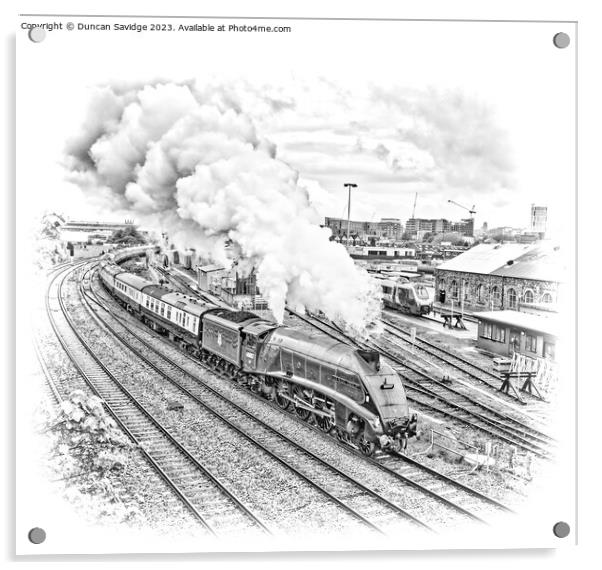 A4 steam train leaving Bristol Temple Meads Acrylic by Duncan Savidge