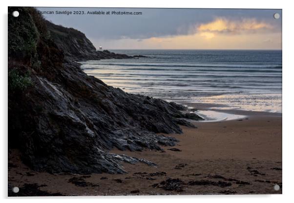 Maenporth sunrise rocks  Acrylic by Duncan Savidge