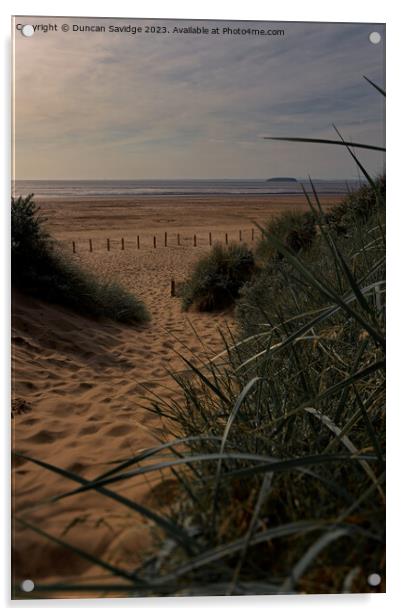 Golden hour at Berrow Beach in Somerset  Acrylic by Duncan Savidge