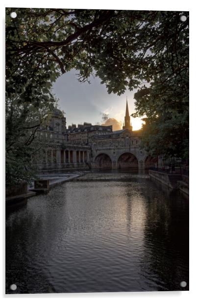 Portrait of Pulteney Bridge sunset Bath Acrylic by Duncan Savidge