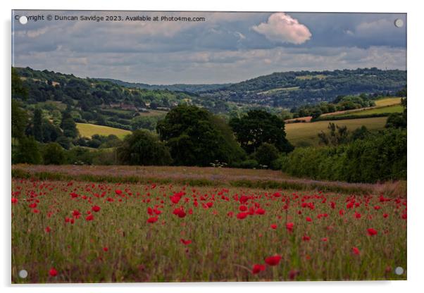 Poppy field looking towards Bathampton Acrylic by Duncan Savidge