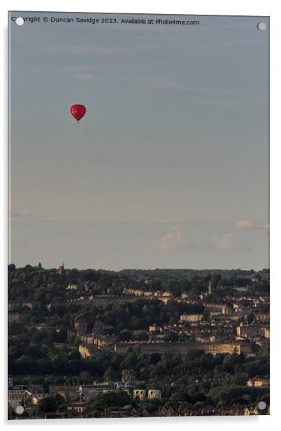 Virgin hot air balloon over Bath Acrylic by Duncan Savidge