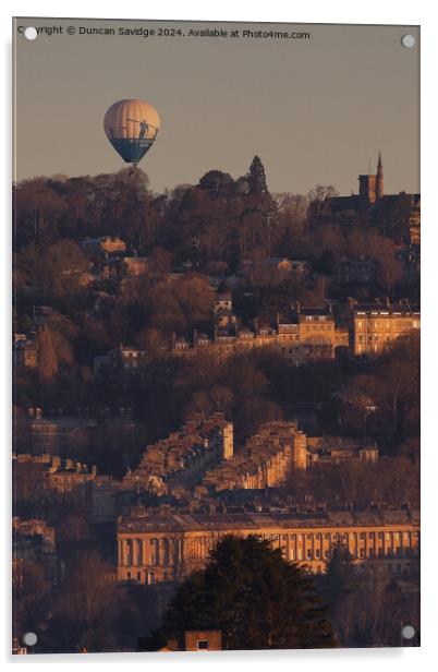 Winter hot air ballooning over Bath Acrylic by Duncan Savidge