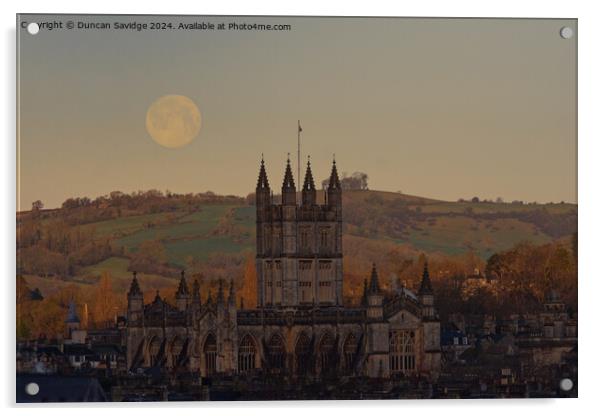 Wolf Moon over the City of Bath Acrylic by Duncan Savidge