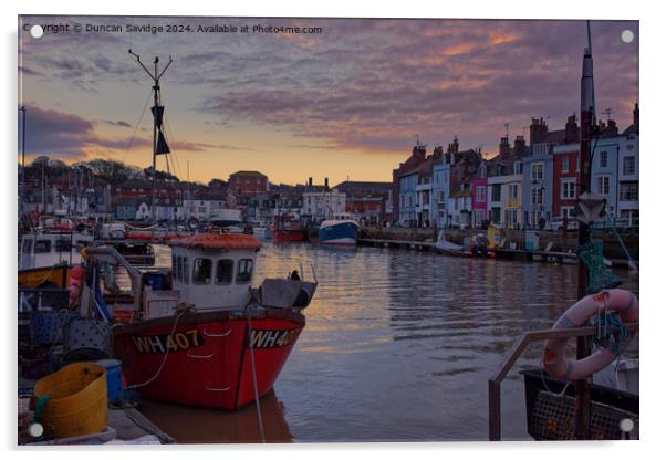 Sunset over Weymouth Harbour Acrylic by Duncan Savidge