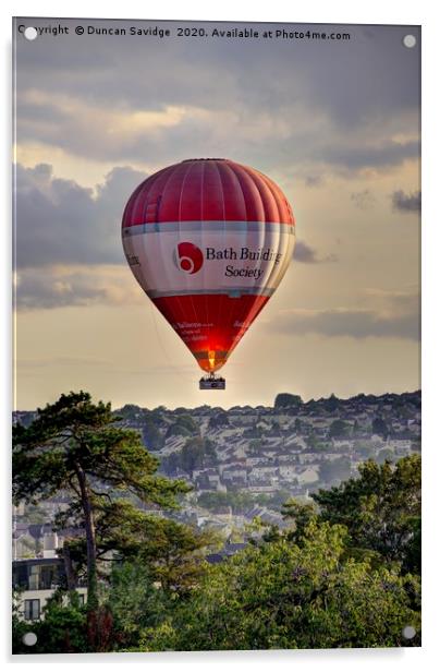 hot air balloon over bath Acrylic by Duncan Savidge