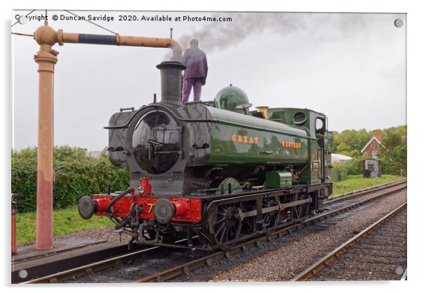  Pannier tank 7752 steam train  Acrylic by Duncan Savidge