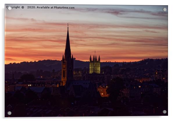 Bath skyline sunset Acrylic by Duncan Savidge