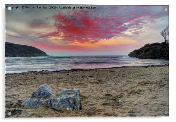 cornwall sunrise pink sky Acrylic by Duncan Savidge