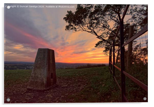 Kelston roundhill sunset Acrylic by Duncan Savidge