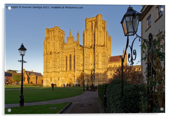 Wells Cathedral golden hour Acrylic by Duncan Savidge
