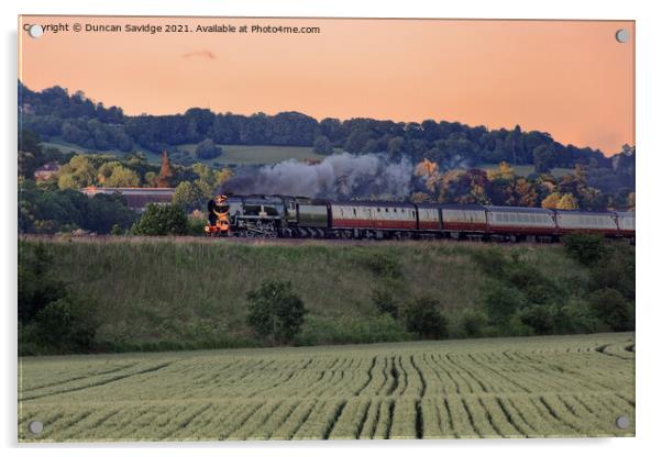 Steam train in the late evening sun Acrylic by Duncan Savidge
