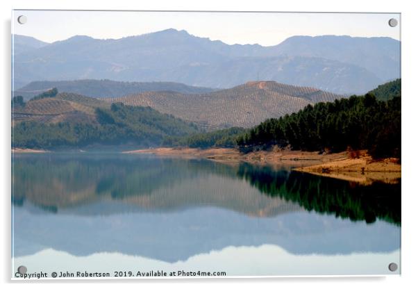 Lake Bermejales, Andalusia, Spain Acrylic by John Robertson