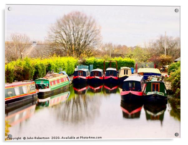 Canal boats, Lancaster Canal, Preston Acrylic by John Robertson