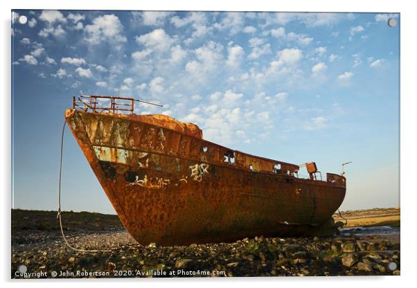 Rusty Wreck, Roa Island Acrylic by John Robertson