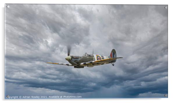 Spitfire in D-Day Colours Acrylic by Adrian Rowley