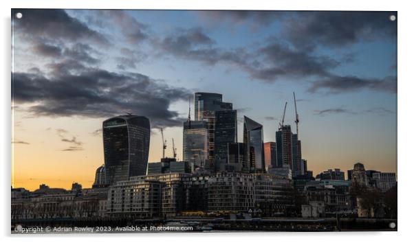 The Walkie Talkie and The City of London Acrylic by Adrian Rowley