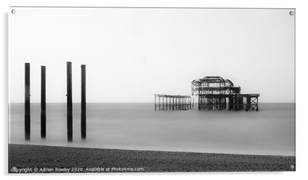 Majestic Decay: Brighton West Pier Monochrome  Acrylic by Adrian Rowley