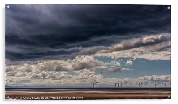 Storm clouds over The Mersey Acrylic by Adrian Rowley