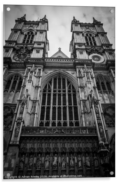 Westminster Abbey in Monochrome Acrylic by Adrian Rowley