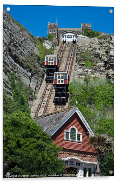 Hastings Funicular Railway Acrylic by Adrian Rowley